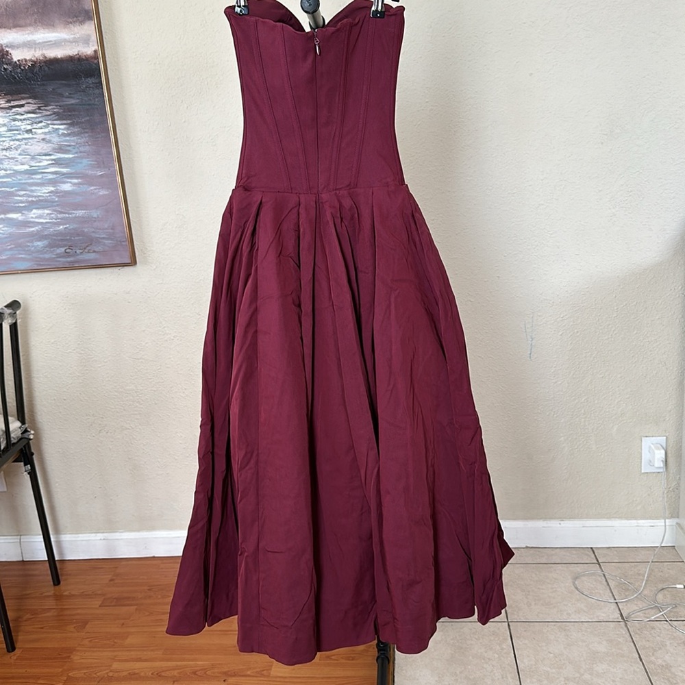 HOUSE OF CB 'Lady'‎ Wine Strapless Midi Dress NWOT SIZE L D-DD - Picture 9 of 14